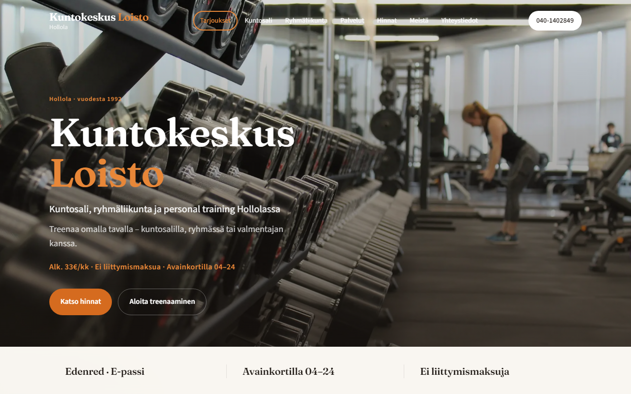 Kuntokeskus Loisto -etusivu